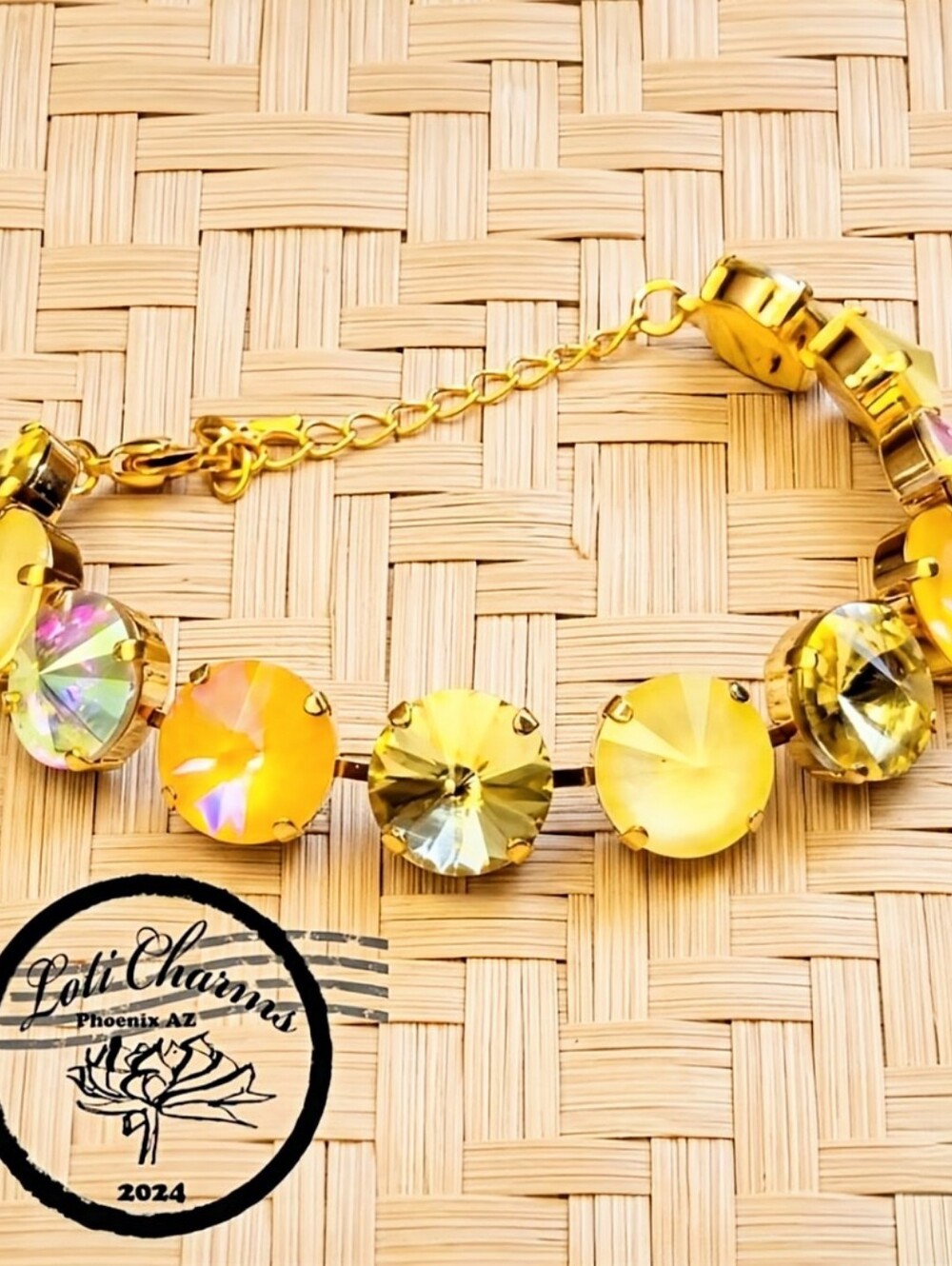 Yellow Champagne Julep Crystal In Classic Tennis Bracelet In 18K Gold Plated